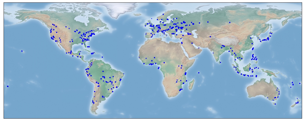 OAM-TCD annotation distribution on world map